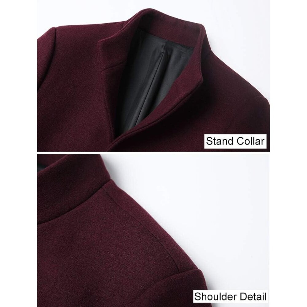 Men's Black Trench Coat Coat Single Breasted Business Overcoat - Picture 4 of 6